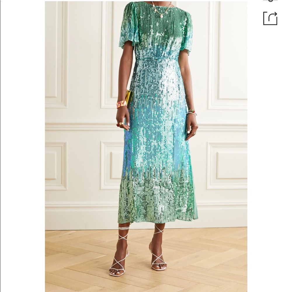 RIXO Venus sequined chiffon midi dress